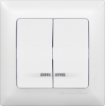 Выключатель Anura двухклавишный с подсветкой белый
