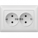 Розетка Anura двойная c заземлением белая