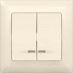 Выключатель Anura двухклавишный с подсветкой крем
