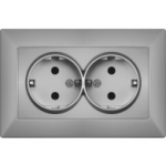 Розетка Anura двойная c заземлением металл